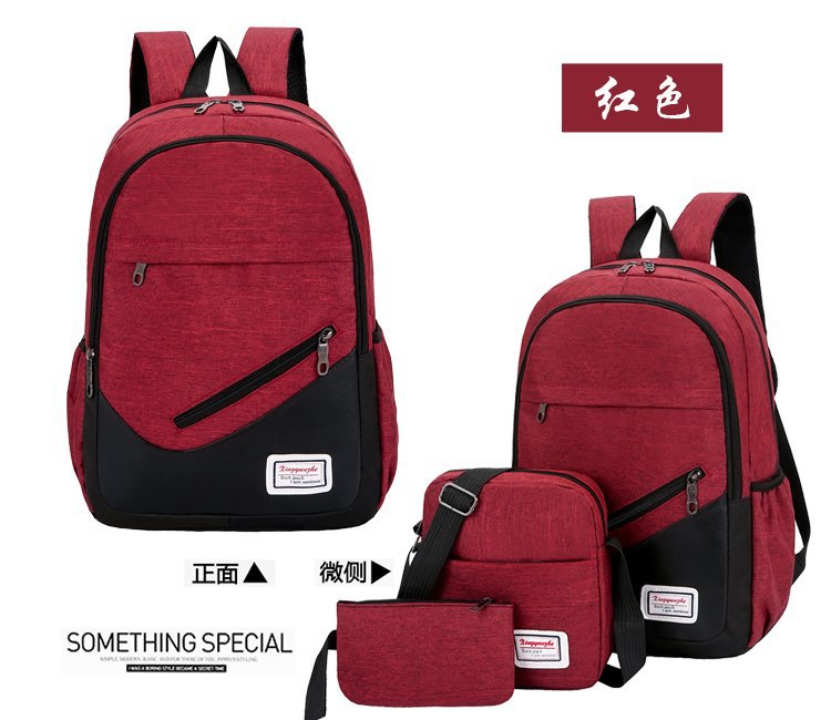 New Three-Piece Set Shoulder Messenger Bag Korean Style Large Capacity Casual Computer Bag Men and Women School Bag One Piece Dropshipping