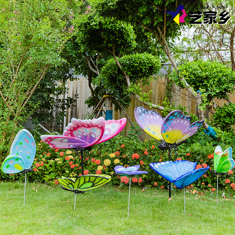 仿真蝴蝶玻璃钢雕塑户外园林景观装饰小品房地产公园庭院花园摆件