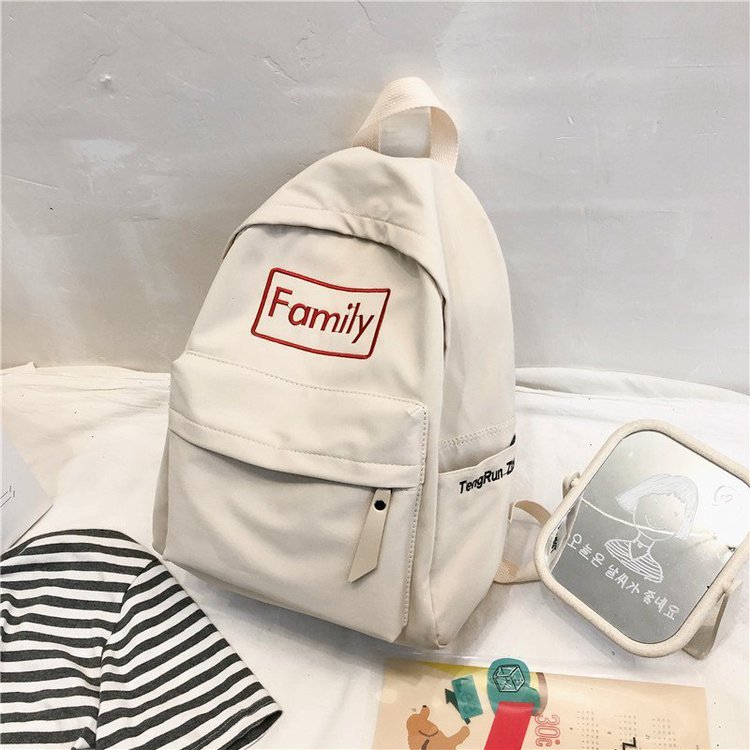 Schoolbag Female Korean Ins Style Vintage Style Girl Student Schoolbag Japanese College Style Soft Girl Embroidered Letter Backpack