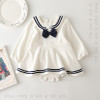 20 Newborn Romper Female baby Navy collar bow Long sleeve triangle Climbing clothes Infants one-piece garment 20 Newborn Romper Female baby Navy collar bow Long sleeve triangle Climbing clothes Infants one-piece garment