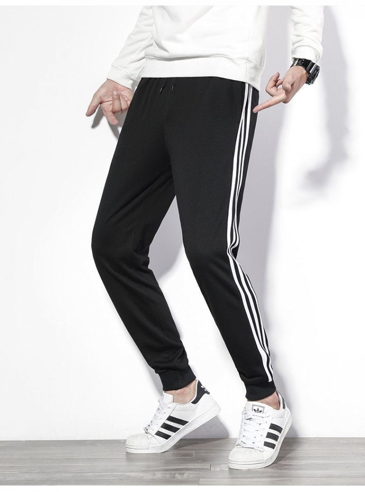 厂家直销冬季加绒三条杠裤子男运动休闲宽松束脚学生百搭针织裤子