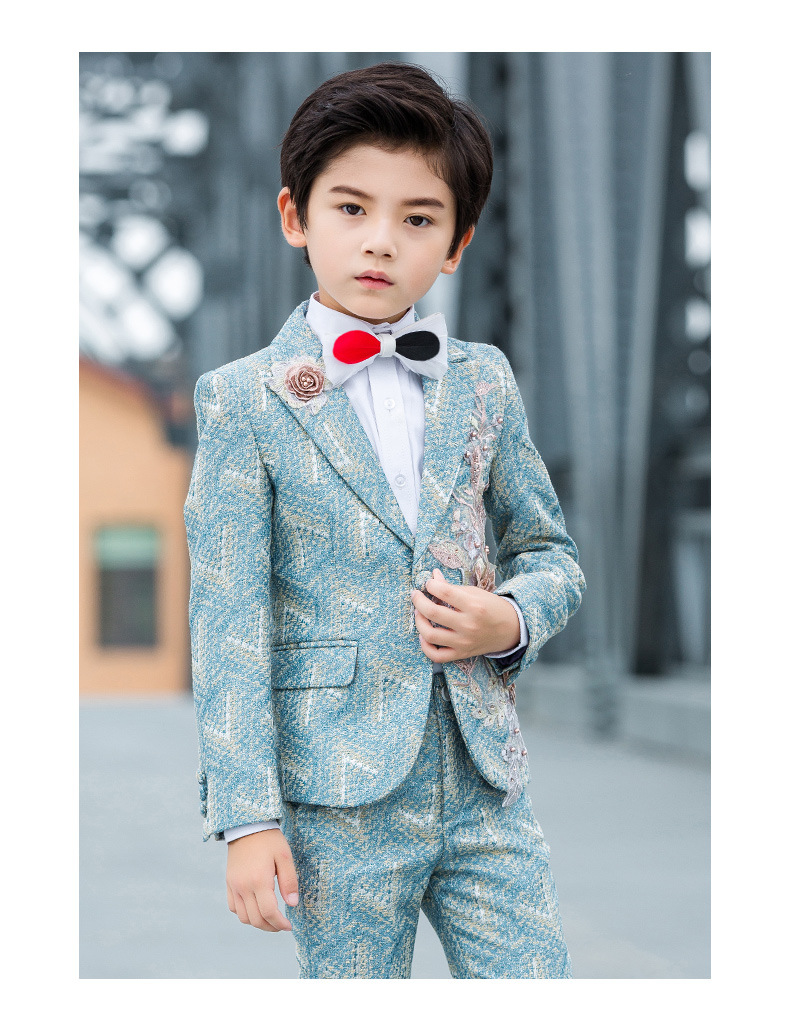 儿童西装套装男童花童礼服男小主持人西服三件套英伦风走秀演出服