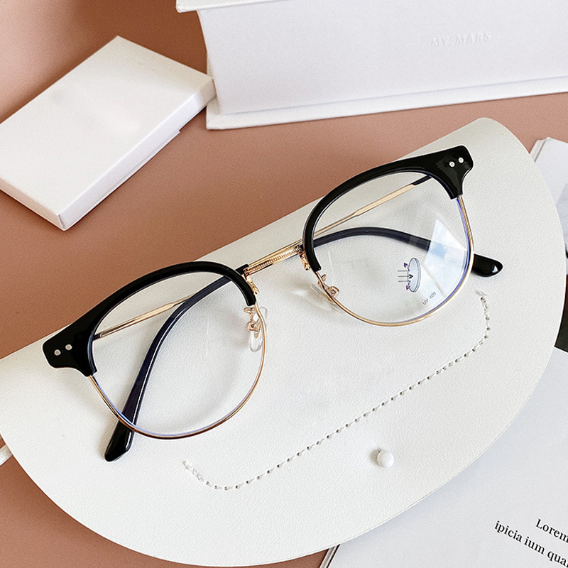 瓦哥达欧阳娜娜同款金属半框平光镜个性素颜防蓝光护眼可眼镜批发