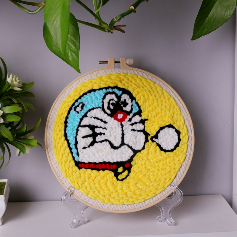 俄罗斯戳戳绣毛线画哆啦a梦diy手工制作材料包抖音同款解压神器