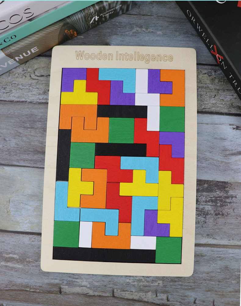 儿童益智俄罗斯方块3-4-5-6岁木制形状配对玩具宝宝拼图拼板积木