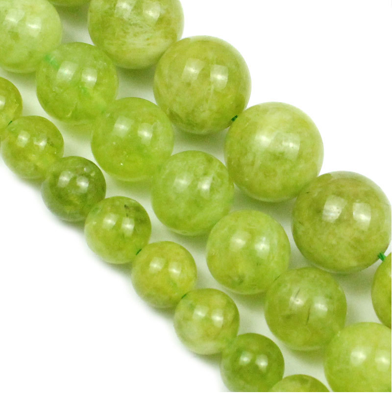 橄榄绿水晶石头玉髓散圆珠子diy手工串项链手链女配饰耳坠半成品
