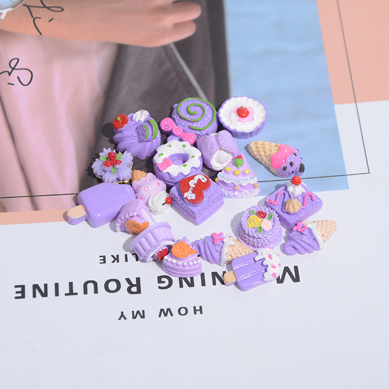 Ornament Accessories Resin Phone Case Beauty DIY Handmade Material Decoration Purple Cake Ice Cream Donut