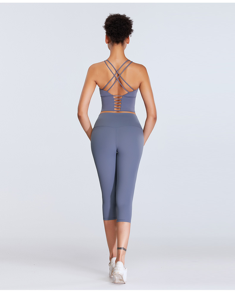 2020新款纯色细肩带交叉美背运动内衣瑜伽服女露背健身文胸小吊带