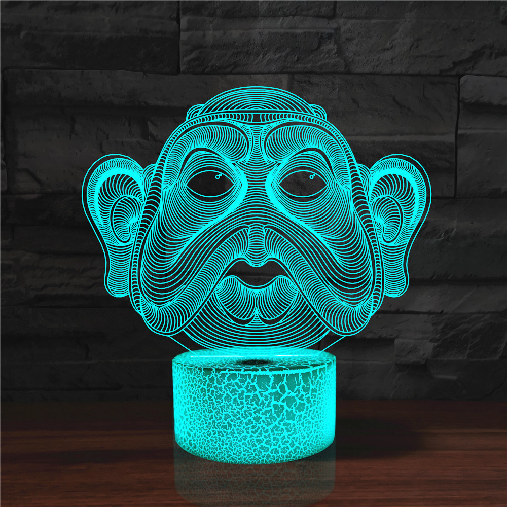2020外贸新款大耳佛 3d灯 触控遥控充电七色渐变创意小夜灯3207
