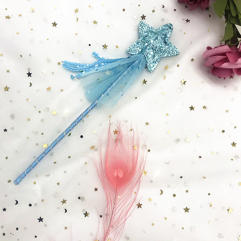 New Fairy Handmade Cat Teaser Five-Pointed Star Magic Wand Magic Wand Children's Feather Super Fairy Toys for Little Girls