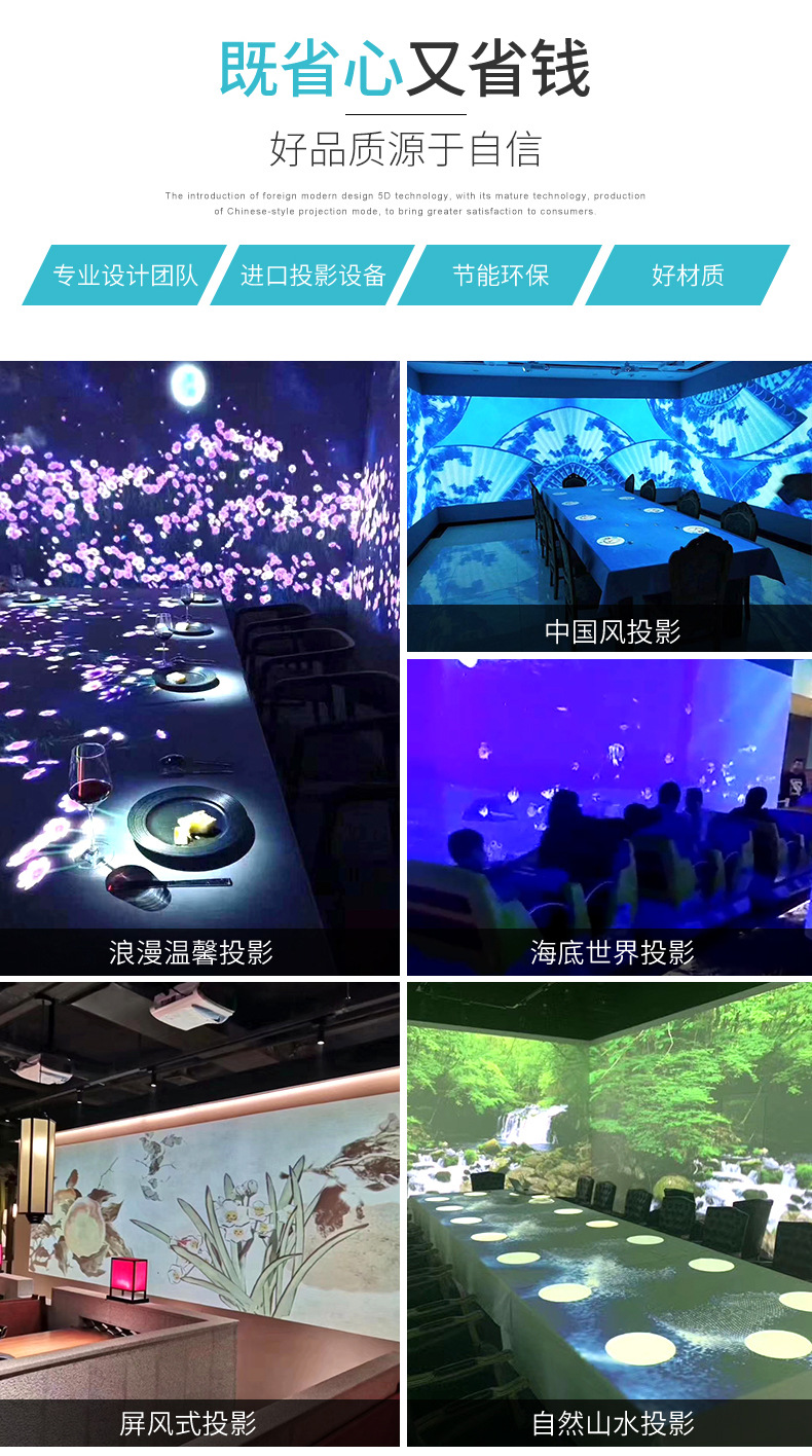 沉浸式5d光影全息餐厅宴会厅投影裸眼3d全景酒吧ktv多通道投影