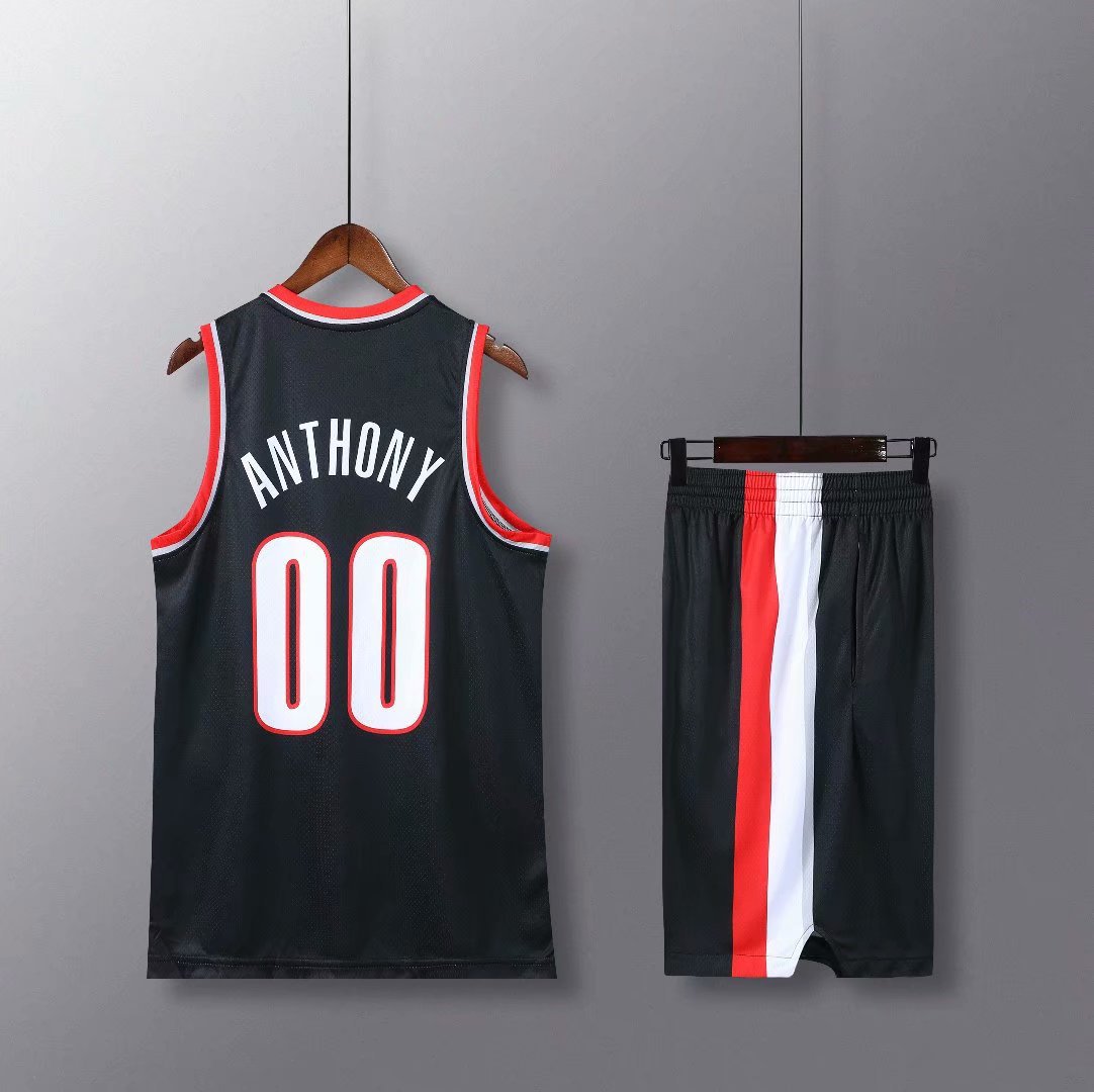 开拓者00号安东尼城市奖励版全身印数码印花球衣球裤套装一件代发