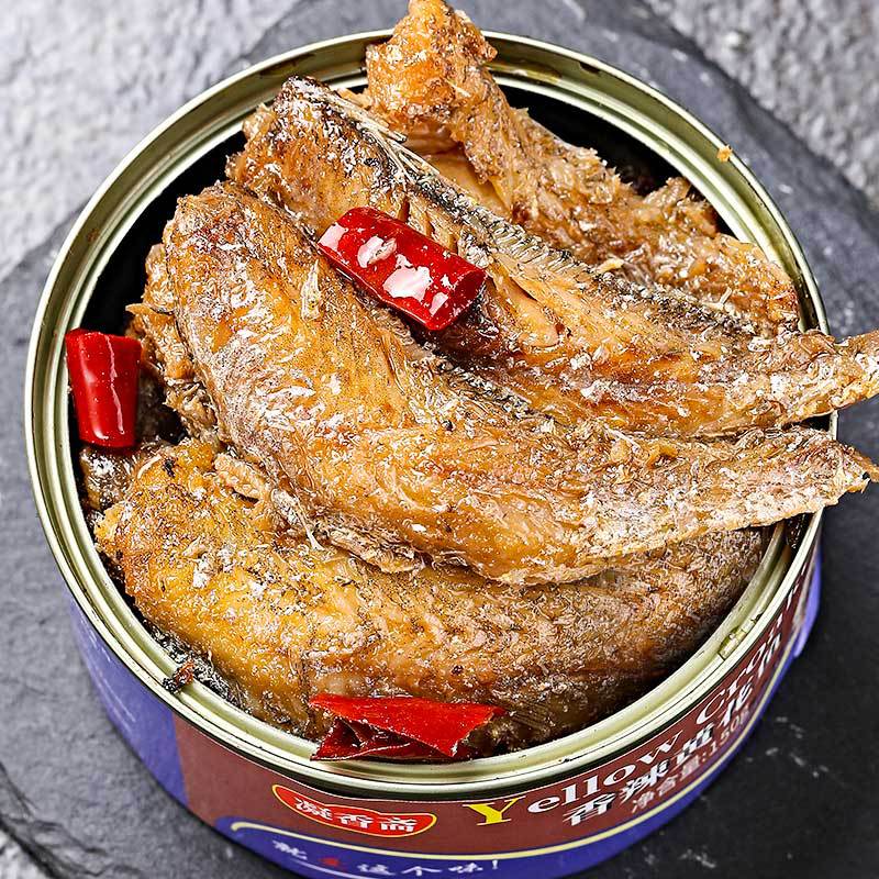 凝香斋 厂家批发150克青岛小黄花鱼即食罐装下饭菜熟食黄花鱼罐头
