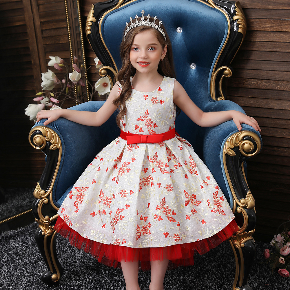 百慧童装儿童礼服裙公主裙拖尾网纱裙4-13岁中大童模特走秀演出服