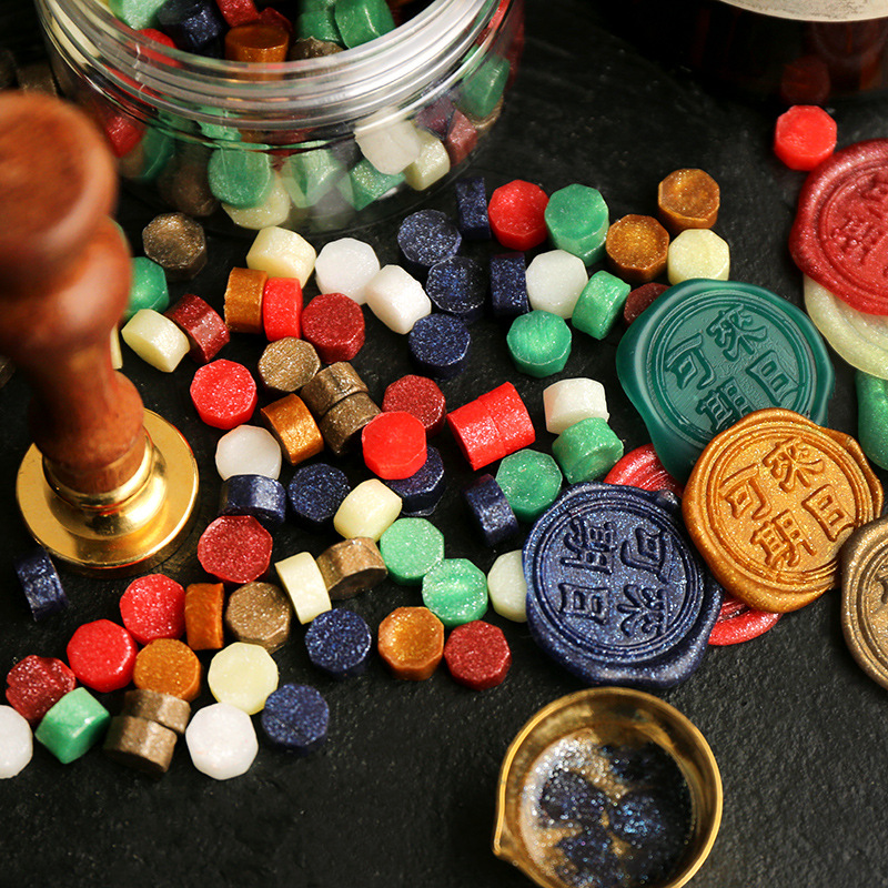 闪光火漆印章蜡粒封蜡火漆印火漆蜡粒信封封口火漆章蜡ins金粉蜡