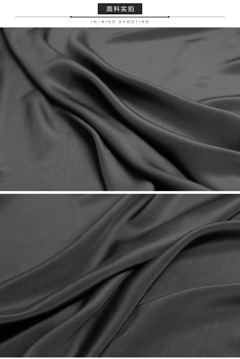 云绫20姆米重磅双绉深灰纯色真丝夏季桑蚕丝绸裤子衣服装面料布料