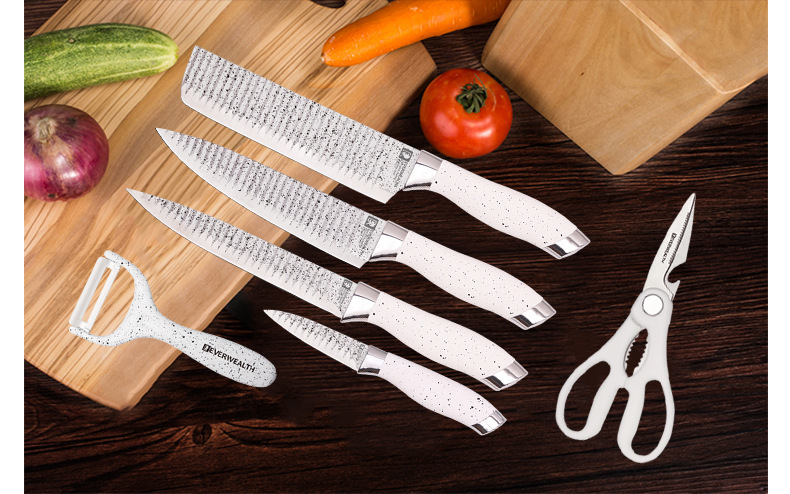 六件套厨房套刀韩国不粘压纹技术礼品盒刀具套装 家用菜刀套装
