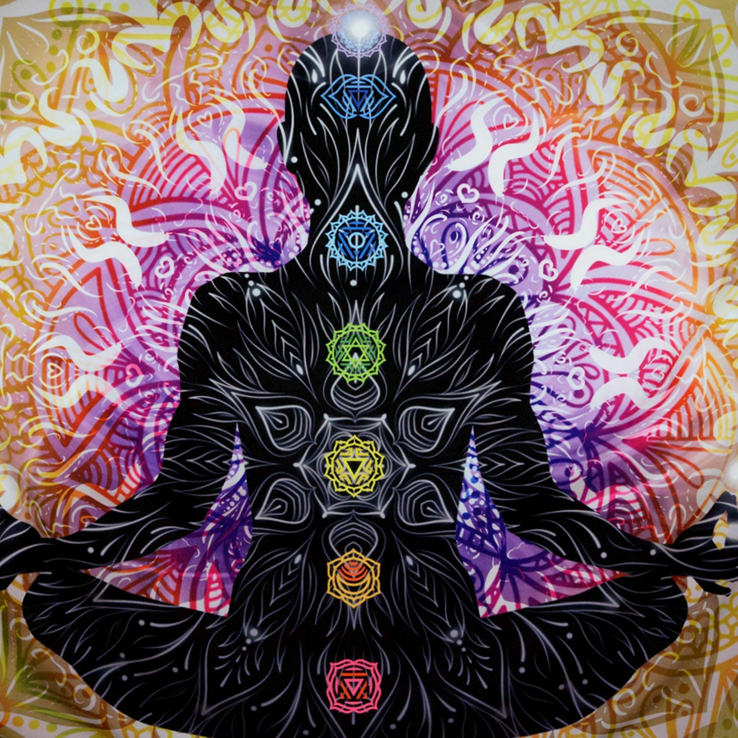 挂毯瑜伽冥想挂毯彩色曼陀罗壁毯印度查克拉挂毯装饰工作室用