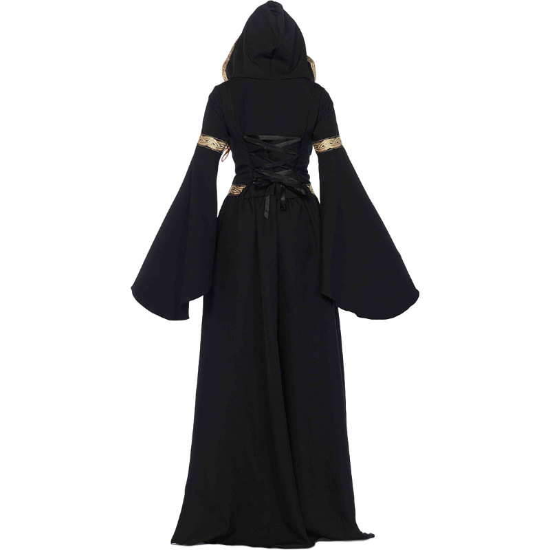 新款 欧洲复古宫廷服装 黑色女巫巫婆装 万圣节服装出口游戏制服采购