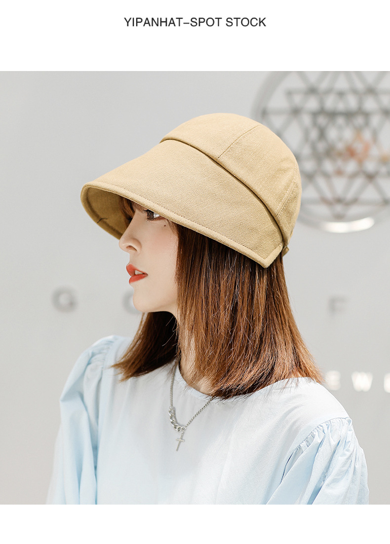 一潘 春夏季帽子女半圆形遮脸渔夫帽太阳帽纯棉透气复古百搭盆帽