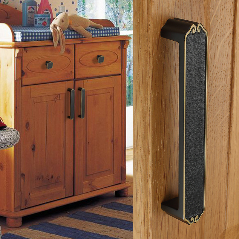 新中式拉手 柜门把手实木衣柜子橱柜门拉手黑色单孔仿古家具五金