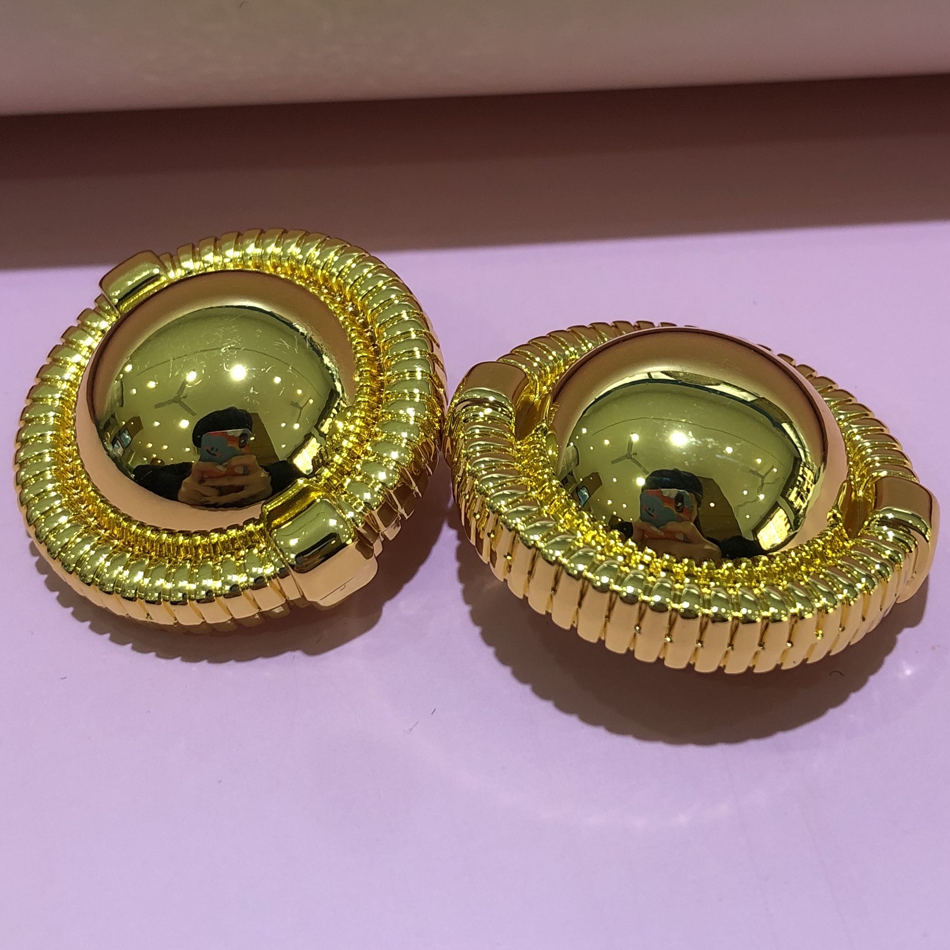 金属大扣子黄金色金属手缝纽扣半圆形蘑菇扣子金属四合扣