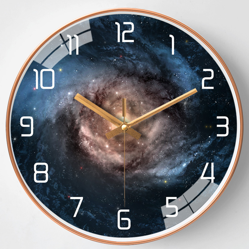 10寸和12寸挂钟宇宙太空宇航时空主题钟家用静音时钟可一件代发