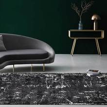 跨境时尚个性朋克现代抽象做旧耐脏黑色客厅卧室床边地毯地垫