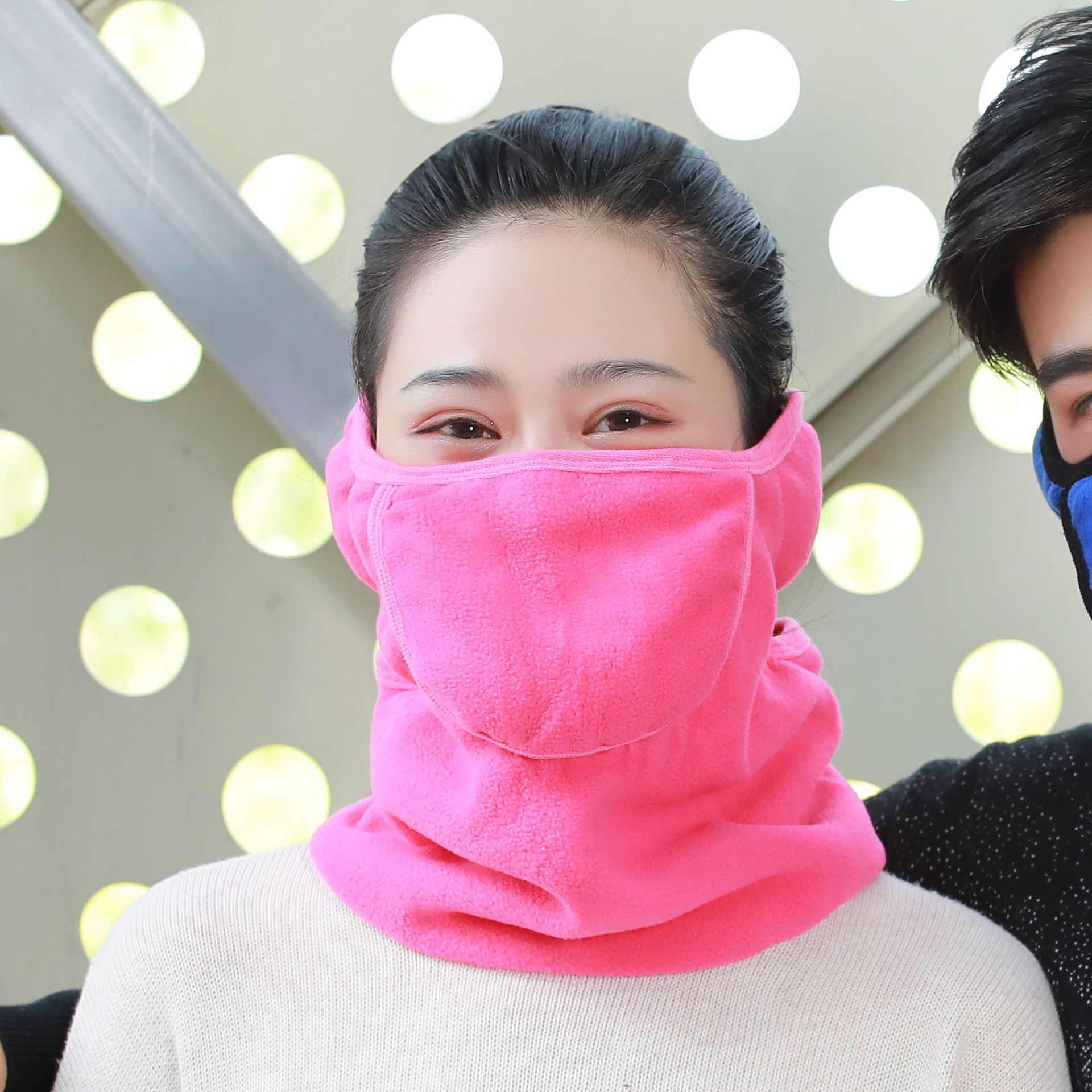 摇粒绒口罩厂家直销秋冬季保暖防冻面罩魔术贴二合一遮面护耳口罩