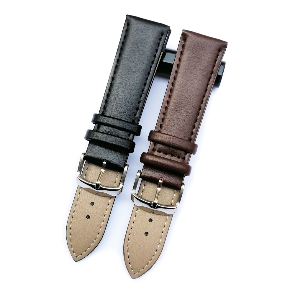 厂家批发针纹真皮手表带黑色头层牛皮表带16 18 20 22现货