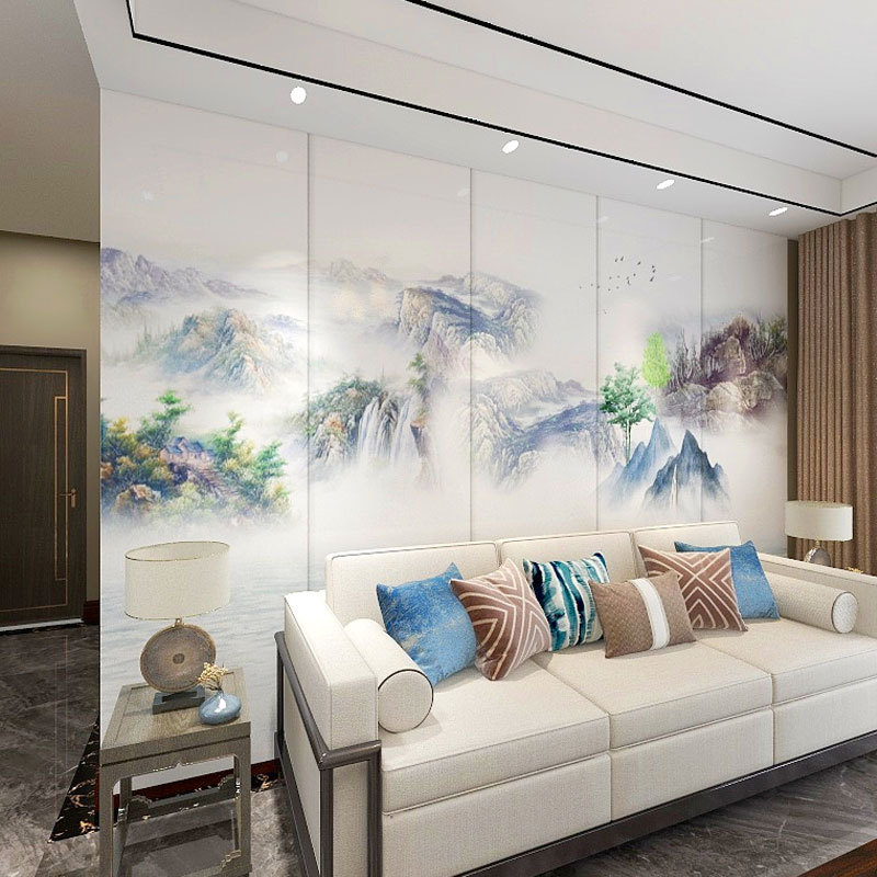 新中式拼接竹木纤维电视背景墙集成墙板客厅大气护墙板快装3d高光