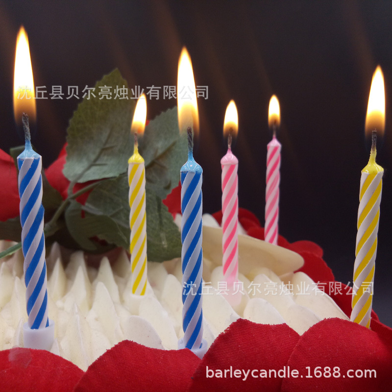 贝尔亮生日蜡烛螺纹短杆红色小蜡烛儿童生日派对蛋糕蜡烛