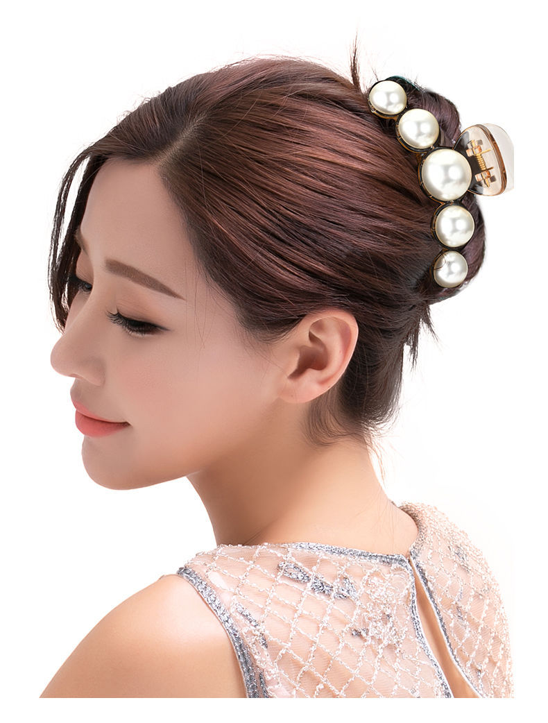 大发夹抓夹头饰韩国盘头发顶夹后脑勺女仿珍珠中号夹子洗澡发抓
