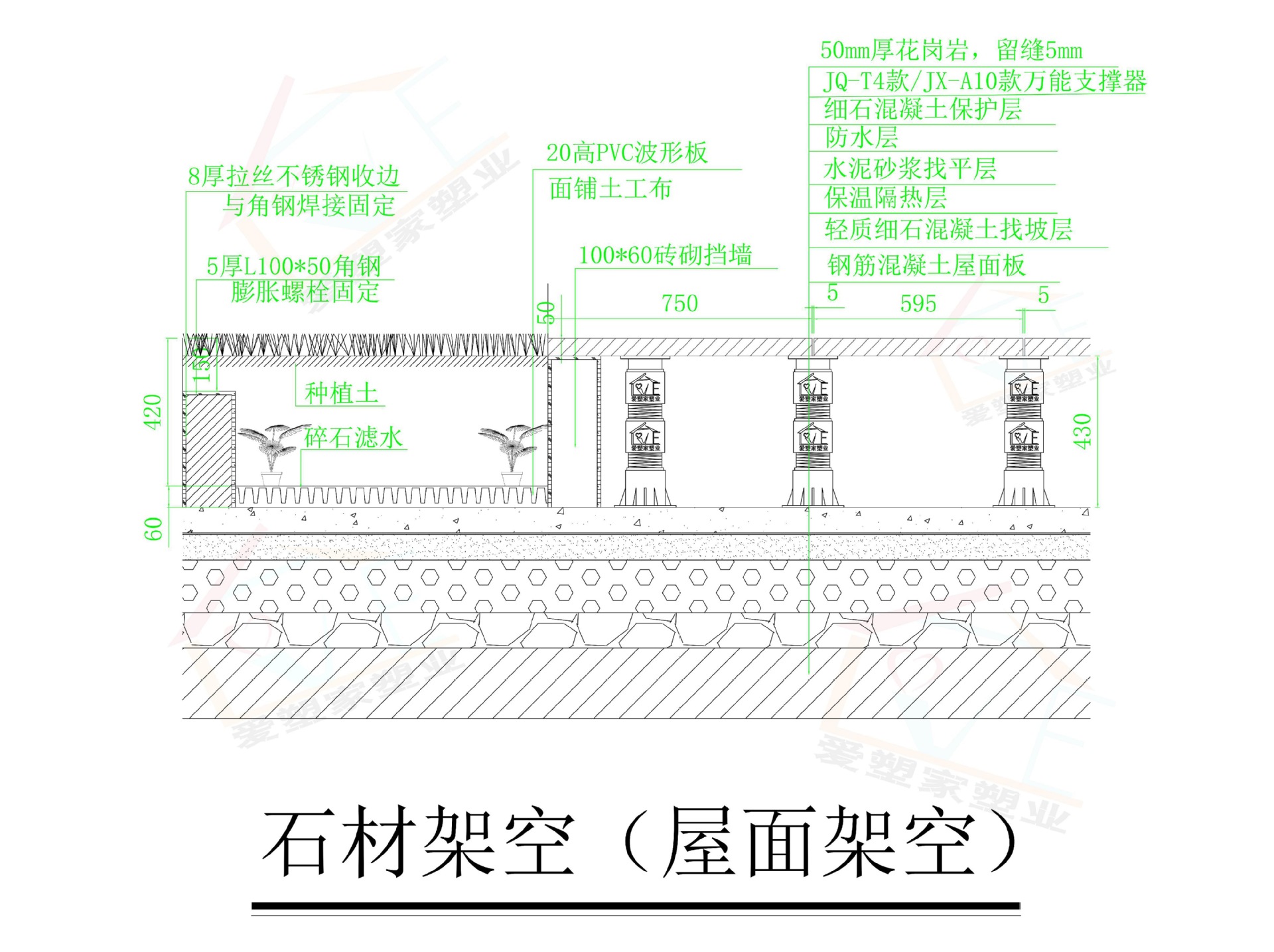 万能支撑器 水景 石材架空旱喷喷泉水池架空支撑jq-t7款460-720mm
