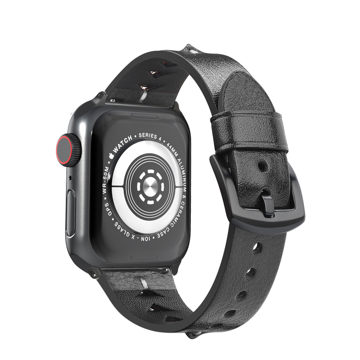 适用apple watch苹果手表se鱼骨真皮表带iwatch7/6/5/4/3手表皮带