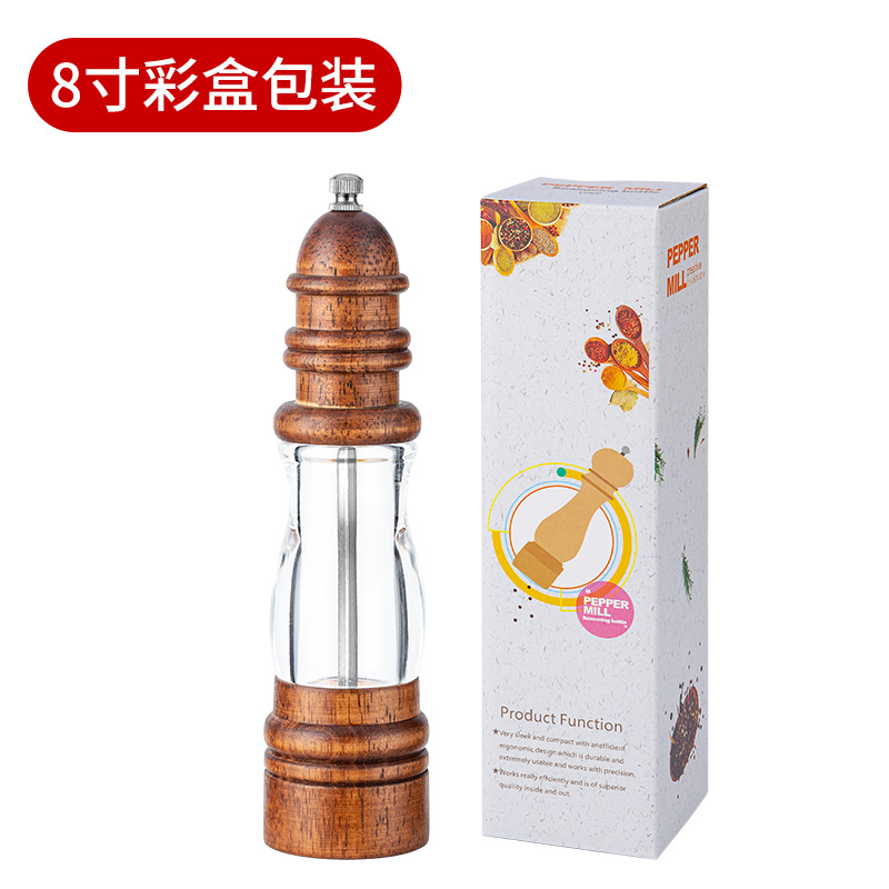 Freshly Ground Pepper Grinder Household Manual Ground Sea Salt Pepper Pepper Grinder Solid Wood Lighthouse Pepper Mill