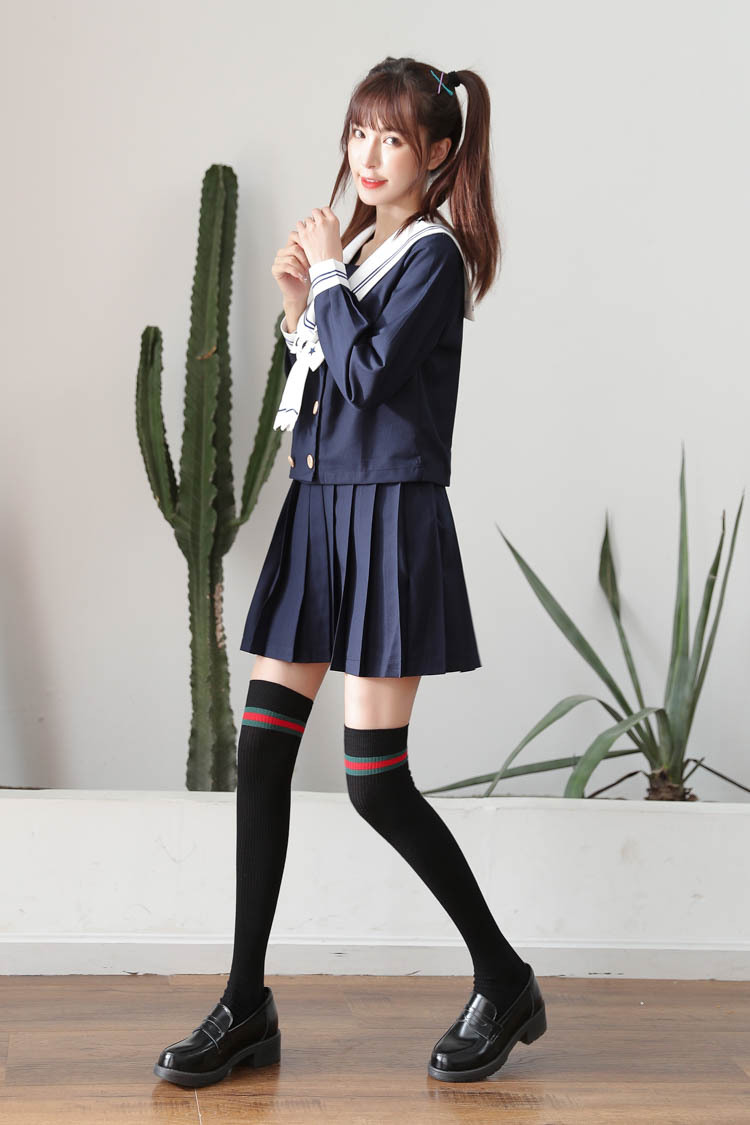 高筒jk长袜竖条大腿袜秋冬新款日系过膝袜高筒袜长筒袜棉女袜