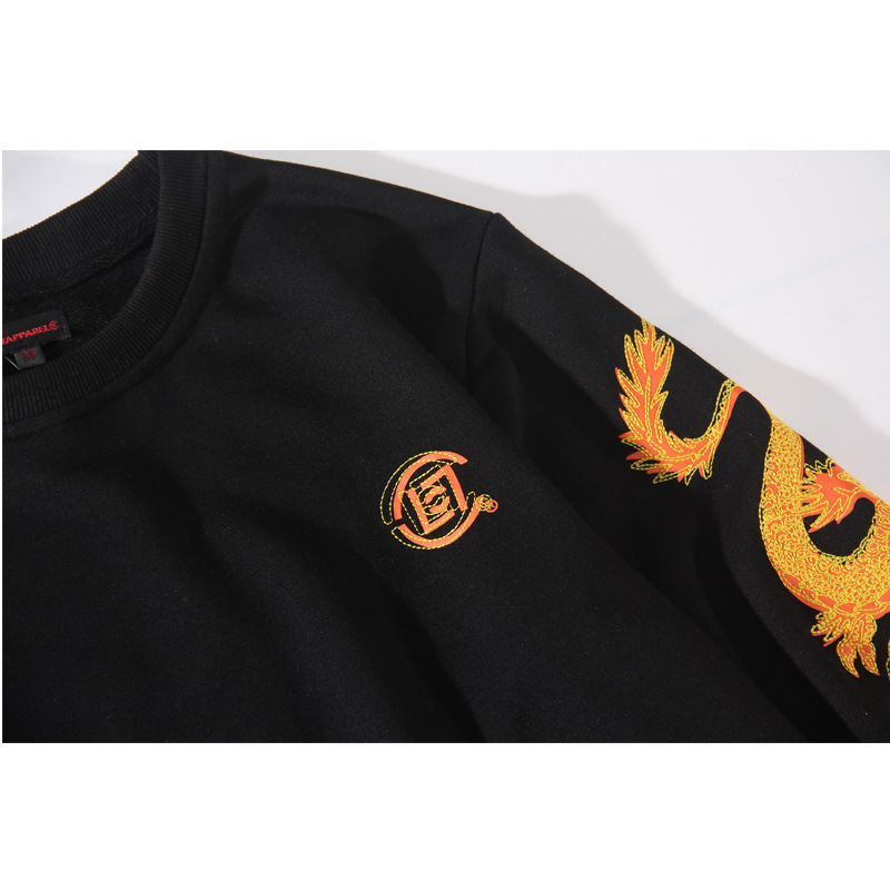 港风新款秋季陈冠希clot龙纹刺绣华人长袖毛圈圆领卫衣中国风男女