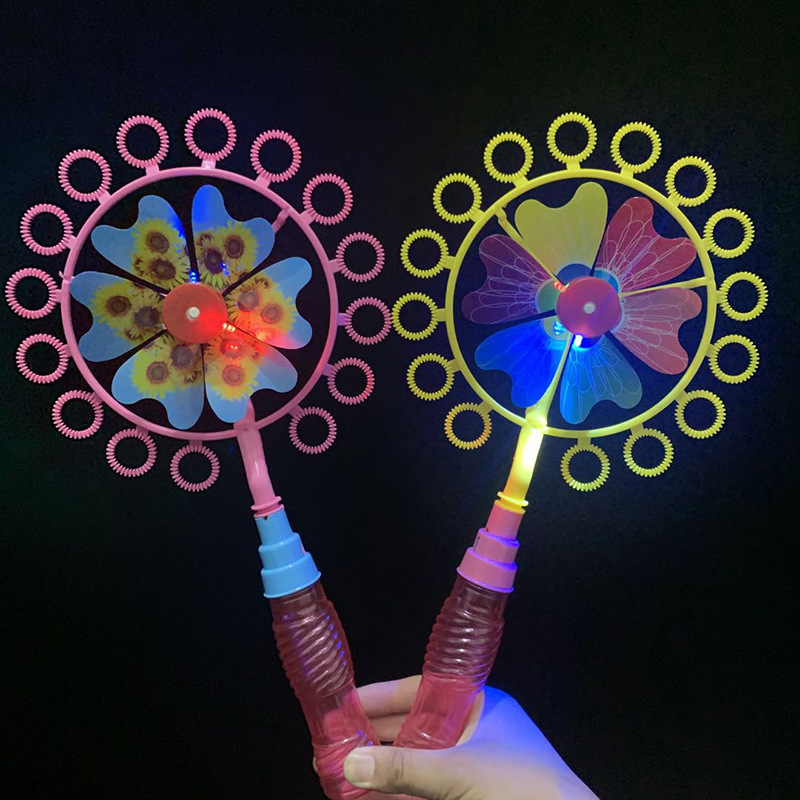 Internet Celebrity Same Luminous Windmill Bubble Machine Children's Toy Colorful Bubble Wand Bubble Blowing Device TikTok Hot Sale New