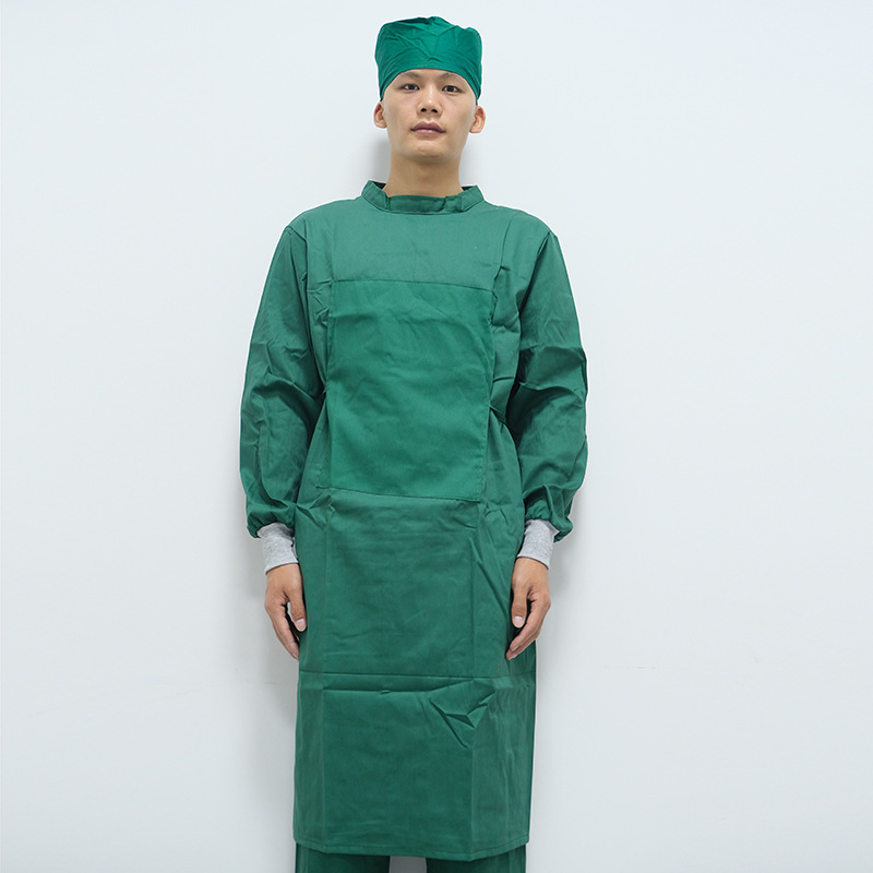 手术室手术服纯棉墨绿色男女反穿式手术袍医生服长袖手术衣洗手衣