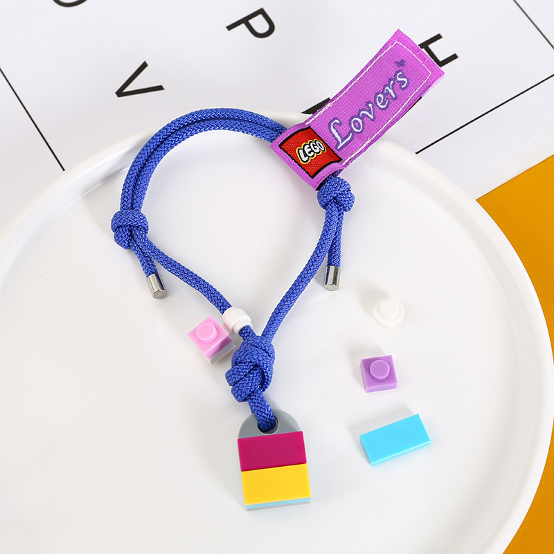 欧美新款乐高拼装积木爱心情侣手链一对男女学生编织手绳饰品批发
