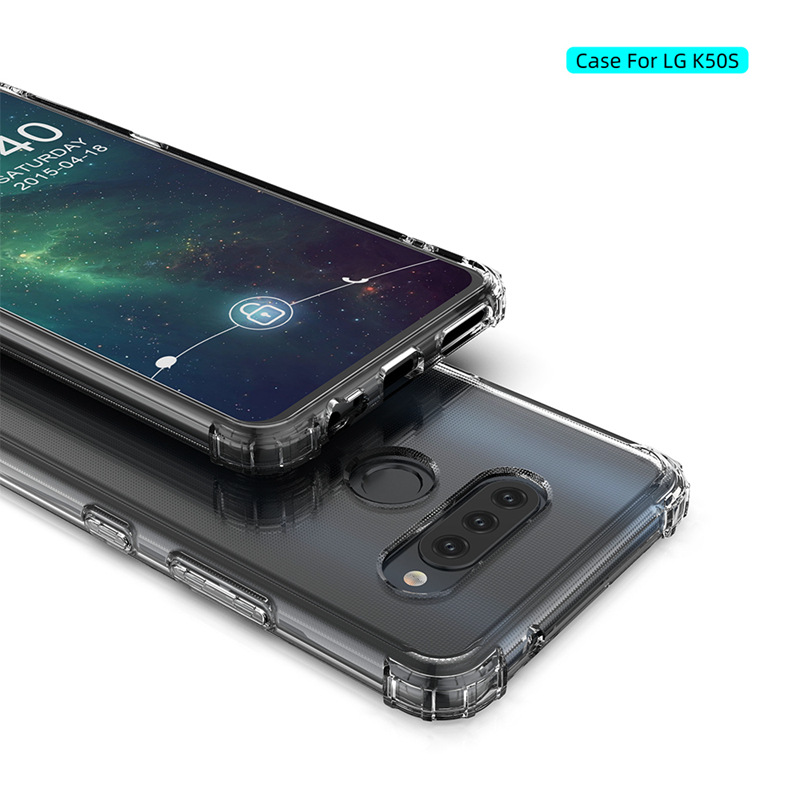 适用lg k50s四角气囊加厚防摔软胶保护套全包透明tpu手机壳潮牌新