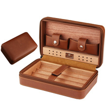 雪茄盒雪松木雪茄保湿盒旅行雪茄套便携式皮质雪茄加湿烟盒HC-60
