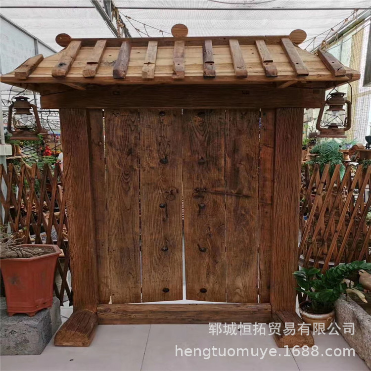 厂家定制老榆木入户门实木门进户门室内门复古别墅门老榆木家具
