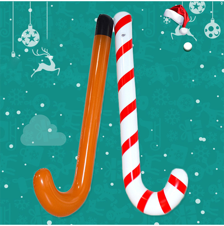 pvc充气拐杖 圣诞老人拐杖圣诞活动道具 跨境款充气玩具