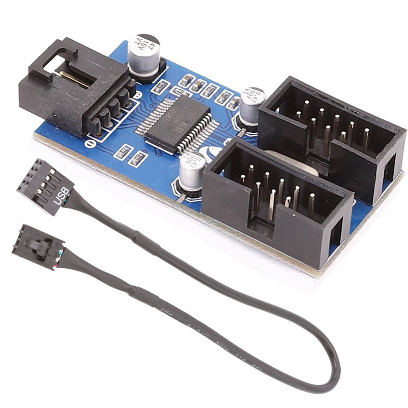 电脑主板9针usb倍增器4口公座9pin母1拖2分线器一分二扩展卡