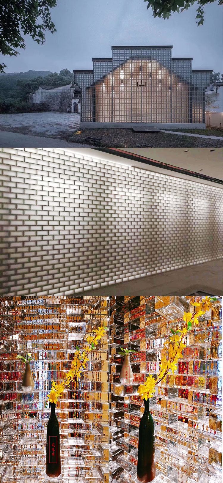 现货热熔实心水晶砖背景墙景观墙 方形有孔玻璃砖隔断墙砖可定制