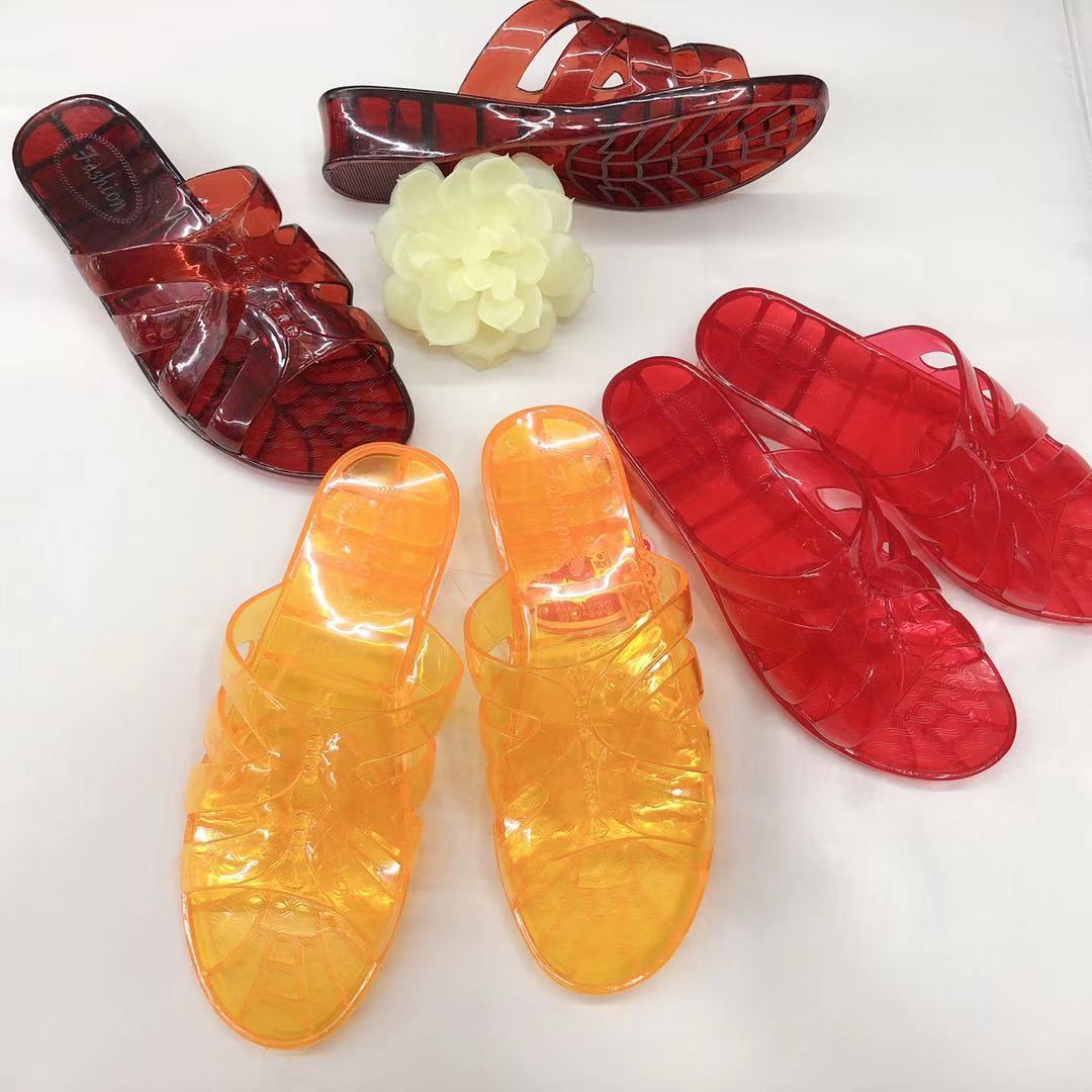 经典中老年人中跟pvc水晶拖鞋夏季妈妈中跟拖鞋