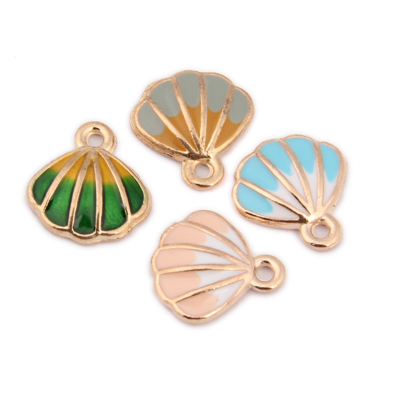 diy韩版饰品配件 k金滴油合金爆款 热卖双色渐变贝壳手链耳环配件