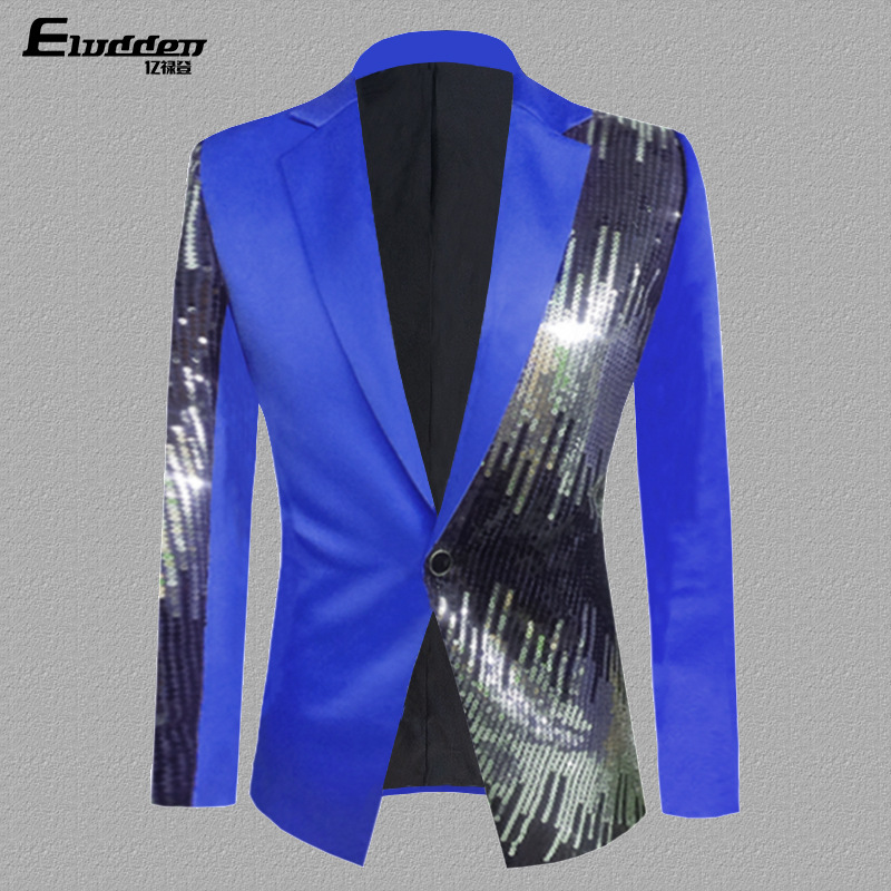 Men's Blazer Costume Men's Coat Nightclub Singer Casual Suit Esmoquin Sequined Dress
